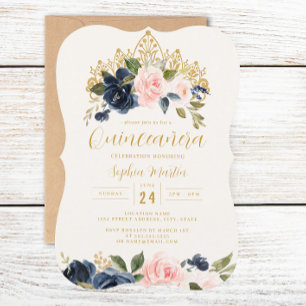 Blommigt Tiara Quinceanera Inbjudningar