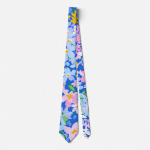 Blommigt Tie, Flower Tie, Tie Gift, Rosa Flower Ti Slips