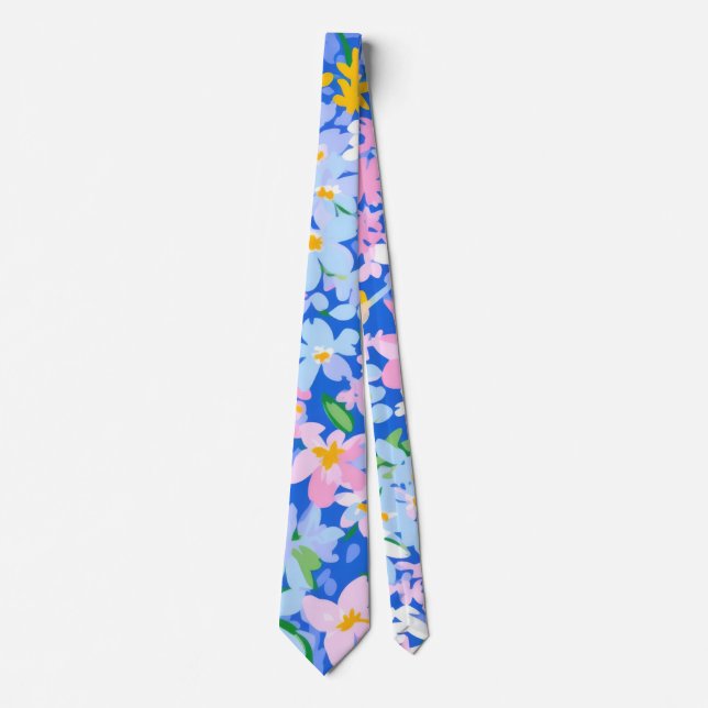 Blommigt Tie, Flower Tie, Tie Gift, Rosa Flower Ti Slips (Framsida)