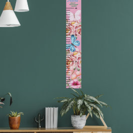 Blommigt - Tillväxtdiagram för Rosa av fina fjäril Poster