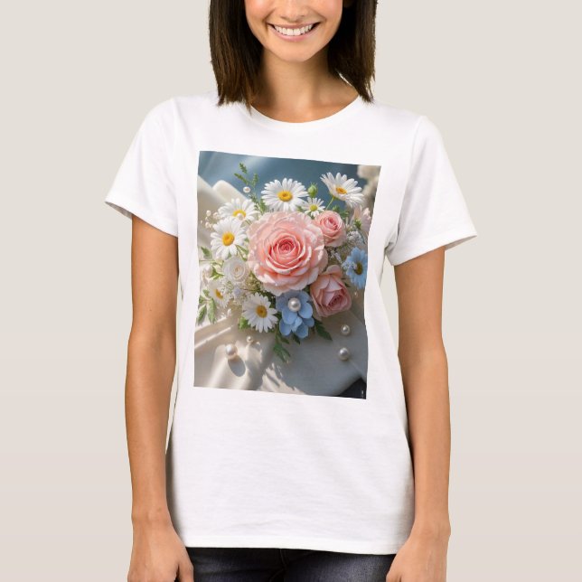 Blommigt Timless elegance möter viskad romantik T Shirt (Framsida)