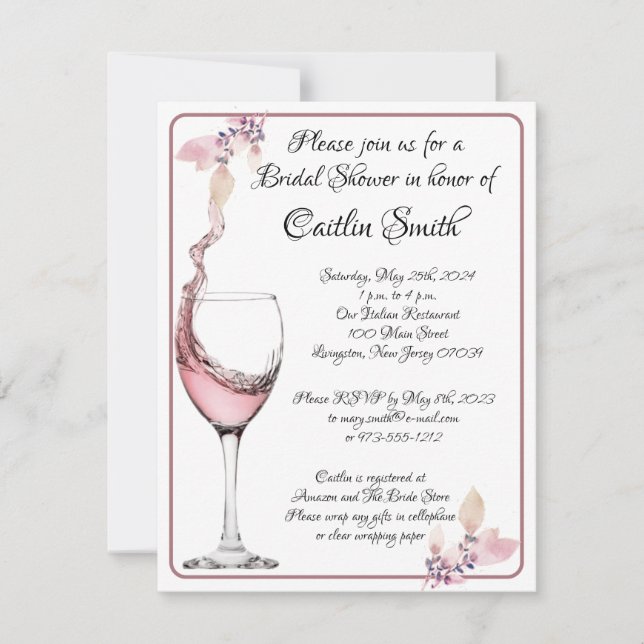 Blommigt Toast Elegant White och Ro Möhippa Inbjudningar (Framsida)