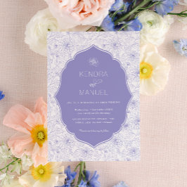 Blommigt Toile Finare Lilac Lila Bröllop Inbjudningar