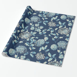 Blommigt Toile för vintage för midnatt blåttTan Presentpapper
