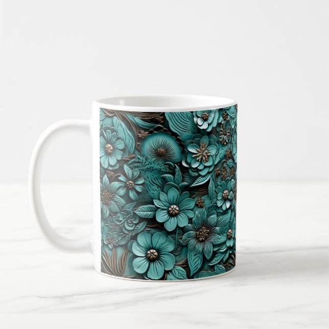 Blommigt Tooled Leather Mugg (Vänster)