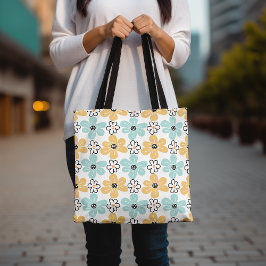 Blommigt Tote Bag, Cute Daisy Tote, Färgblomma Tygkasse