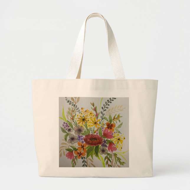 Blommigt Tote Bag Jumbo Tygkasse (Framsidan)