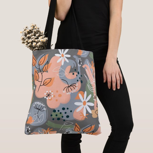 Blommigt Tote Bag Tygkasse (Närbild)