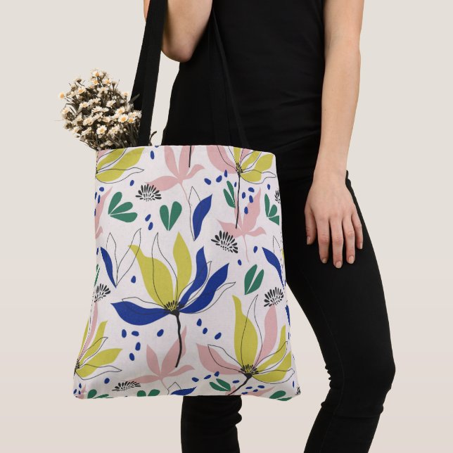 Blommigt Tote Bag Tygkasse (Närbild)