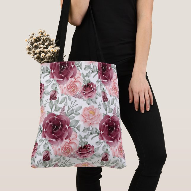 Blommigt Tote Bag Tygkasse (Närbild)
