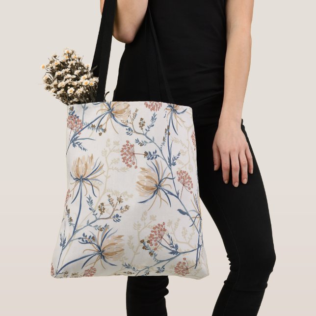 Blommigt Tote Bag Tygkasse (Närbild)