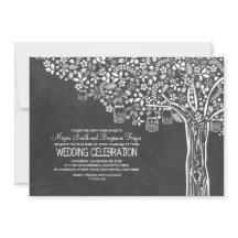 Blommigt, Träd Mason Burk, Ljus, Chalkboard Bröllo