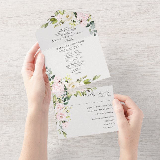  Blommigt, traditionell formulering Quinceañera (Avrivbar del)