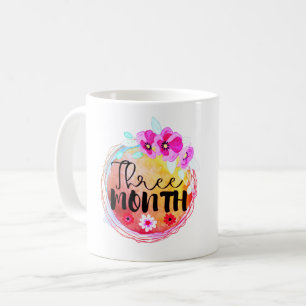 Blommigt Tre månaders gammal Baby-milstolpe Kaffemugg