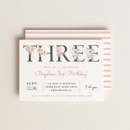  BLOMMIGT TRE | Tredje födelsedagen Party Inbjudningar