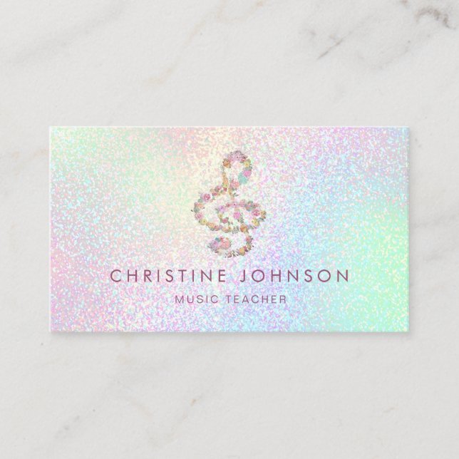 blommigt treble cleer Music Lärare Visitkort (Framsida)