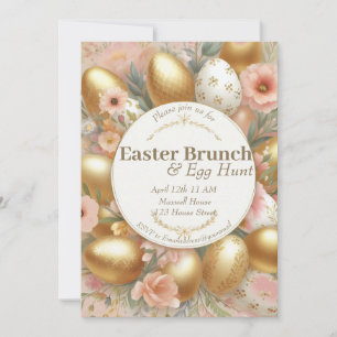 Blommigt trendig påsk brunch & äggjaktinbjudan inbjudningar