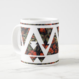 Blommigt Trianglar och pilar Jumbo Mugg