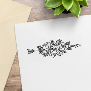 Blommigt Tribal Arrow, Ro Flowers Posy Stämpel