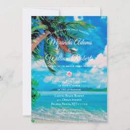Blommigt Tropical Beach Summer Bröllop Inbjudningar