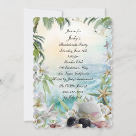 Blommigt Tropical Beach Wedding Bachelorette Party Inbjudningar