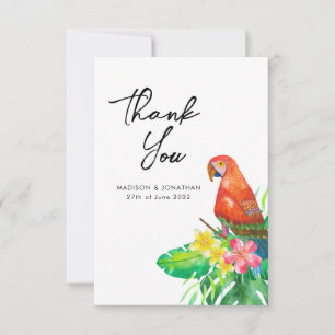 Blommigt Tropical Bird of Paradise Message Bröllop Tack Kort