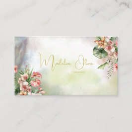 Blommigt Tropical Botanical Elegant Modern Visitkort