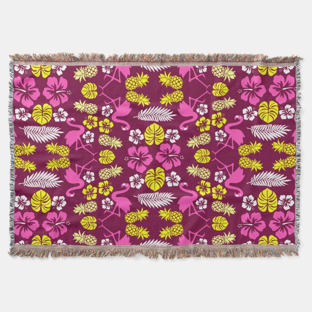Blommigt Tropical Fruit Patterned Filt (Framsidan)