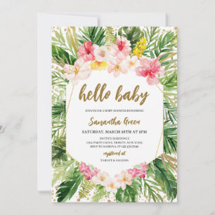 Blommigt Tropical Girl Baby Shower Inbjudningar