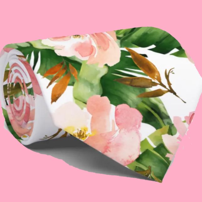 Blommigt Tropical Handflatan Rosa Flowers Botanica Slips (Skapare uppladdad)