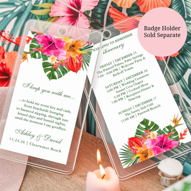 Blommigt Tropical Hibiscus Itinerary Badge Insert Visitkort (Skapare uppladdad)