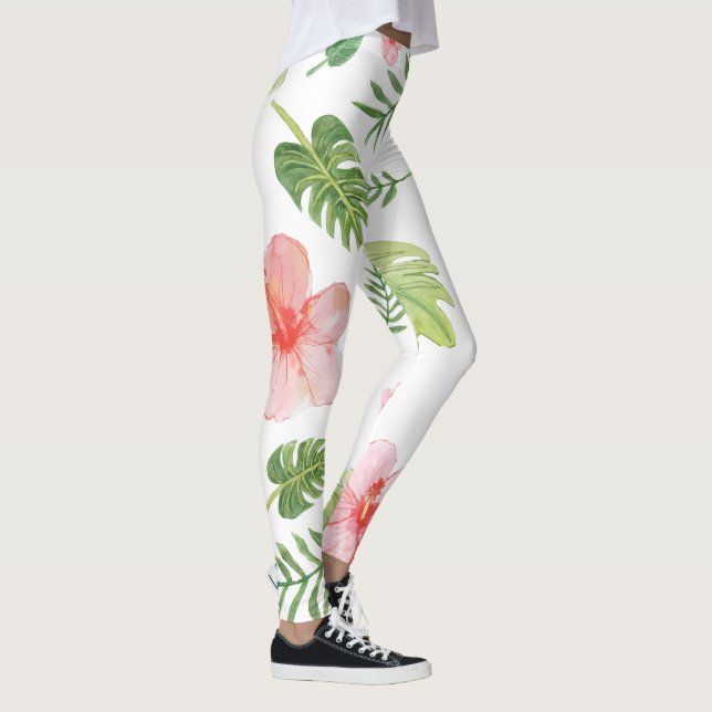 Blommigt Tropical Hibiscus Leggings (Höger)