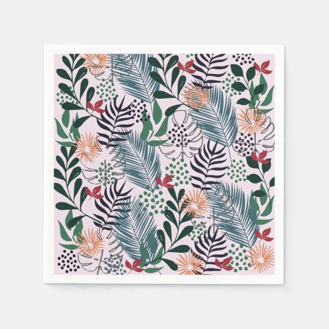 Blommigt Tropical Mönster Pappersservett (Framsidan)