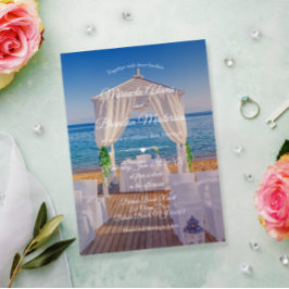Blommigt Tropical Ocean Beach Summer Bröllop Inbjudningar