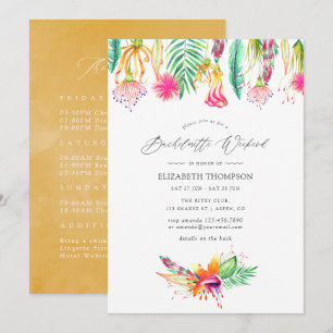 Blommigt Tropical Summer Bachelorette Helg Inbjudningar