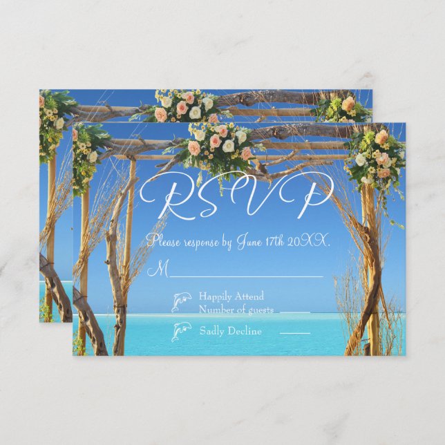 Blommigt Tropical Summer Beach Wedding OSA kort (Fram/baksida)