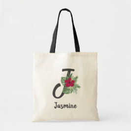 Blommigt tropiska bouquet monogram brev ’J’ Tygkasse