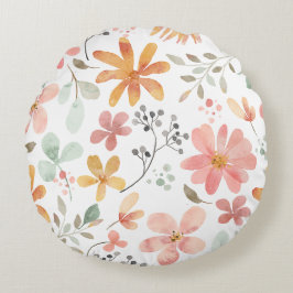 Blommigt Tryckt projektionsyta Rund Kudde