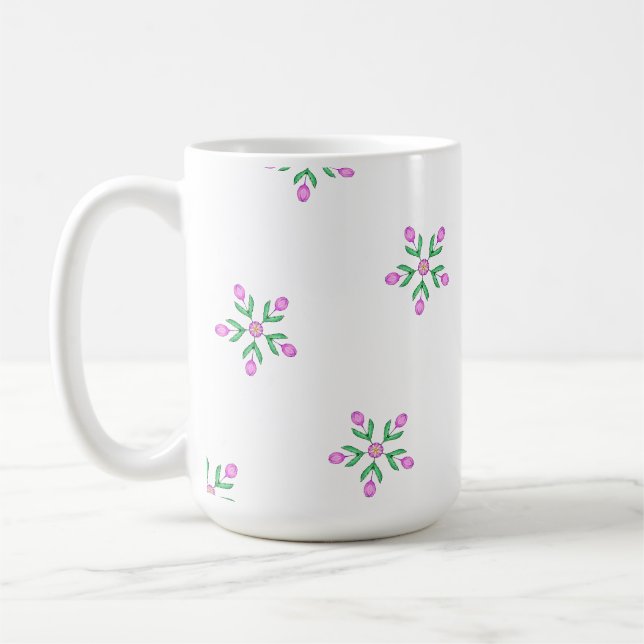 Blommigt Tulip Graphic Art Kaffemugg (Vänster)