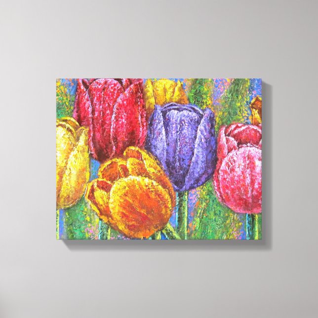 Blommigt Tulip Stretched Kanvastryck Wall Art Art (Framsida)