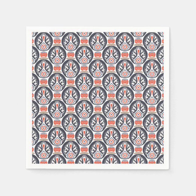 Blommigt Turkiet Folk Art Mönster Pappersservett (Framsidan)