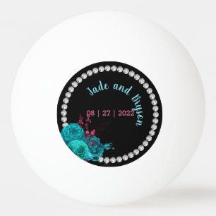 Blommigt Turquise och Mauve Elegant Rhinestone Pingisboll