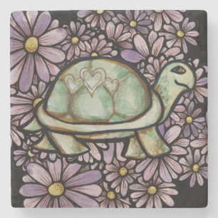 Blommigt Turtle Kärlek söt Turtles Heart snäcka Stenunderlägg