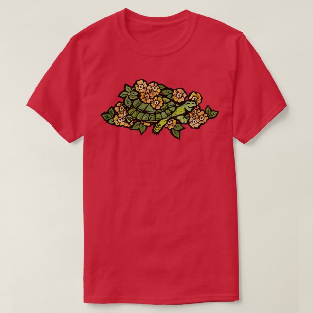 Blommigt Turtle T Shirt (Design framsida)