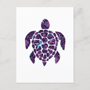 Blommigt Turtle Vykort