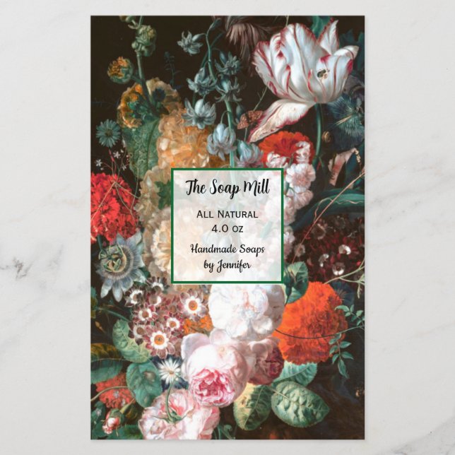 Blommigt Tvål omslagning av Pappra 5,5" x 8,5" Flygblad (Framsidan)