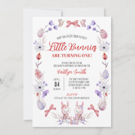 Blommigt Twillingar födelsedag Inbjudningar