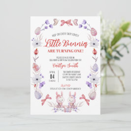 Blommigt Twillingar födelsedag Inbjudningar