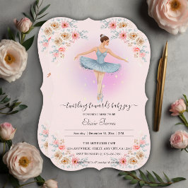 Blommigt Twirling Ballerina Watercolor Baby Shower Inbjudningar