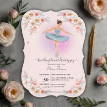 Blommigt Twirling Ballerina Watercolor Baby Shower